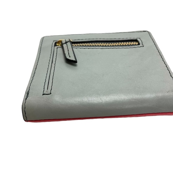 FOSSIL Genuine Leather Gray Pink Yellow Bi-Fold Wallet Coin Purse Cash Holder - Picture 12 of 16